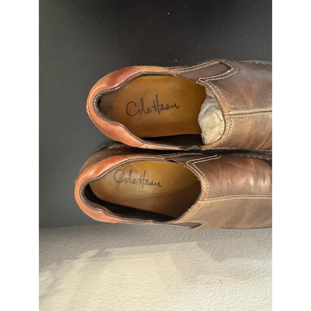Cole Haan Zeno C07486 Mens US 10 M Shoes Brown Leather Slip On Split Toe Loafers - Picture 3 of 10